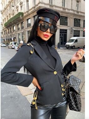 ANOTHER MODE Safety Pin Black Blazer